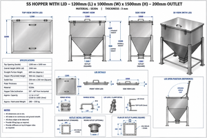 Contenedor Cuadrado Manual de Acero Inoxidable para Condimentos con Tapa de Bloqueo para Línea de Producción y Almacenamiento (200KG-5000KG) - Product Image 3