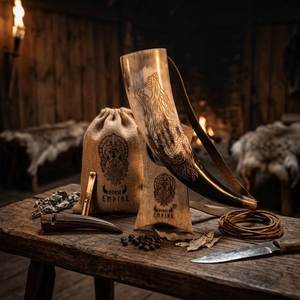 Corne à boire artisanale en corne naturelle pour les festivals vikings, les événements médiévaux et la décoration rustique, provenant d'Inde. - Product Image 3