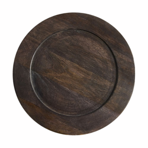 Plato Base Redondo de Madera Natural Marrón Sólido para Vajilla, Decoración de Mesa para Hogar, Bodas y Hoteles - Product Image 1