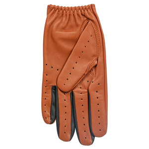 Gants de conduite en cuir marron, à doigts entiers, perforés avec découpes étoilées, sangle de poignet réglable, unisexe, toutes saisons, personnalisables - Product Image 3