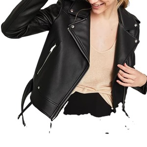 Chaqueta de Cuero PU de Moda para Mujer, con Logotipo Personalizado, Manga Larga, Diseño Sólido, 12 Colores, Otoño - Product Image 4
