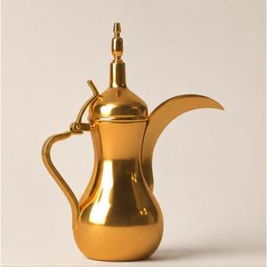 Cafetera Árabe Tradicional Dallah de Acero Inoxidable Dorado, Juego de Té Árabe Hecho a Mano, Cafetera de Oriente Medio para el Hogar y Hoteles - Product Image 6