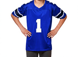 Maillot de football sublimé personnalisé, noir uni, uniforme de football américain, col en V, vêtements de sport d'équipe pour hommes et garçons - Product Image 5