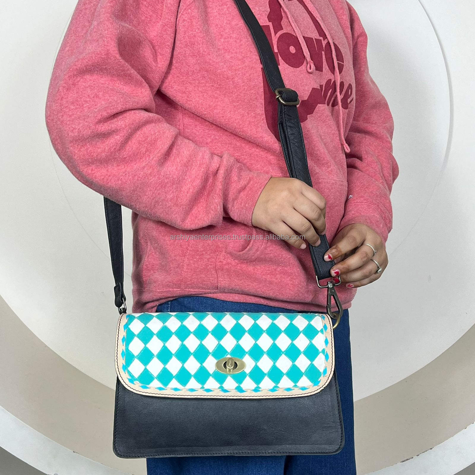 Turquoise & White Checkered