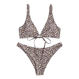 Ensemble de bikinis de plage imprimés à coupe haute, style mode, vente en gros, ensembles de bikinis de couleur unie personnalisés à vendre - Product Image 5