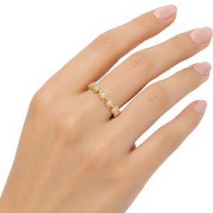 Bague d'éternité complète à motif floral avec diamants de laboratoire taille ronde, en or massif 9K 10K 14K 18K, bijoux de mariage minimalistes pour mariée - Product Image 6