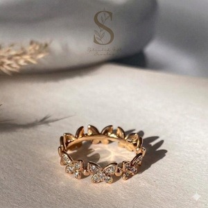 butterfly moissanite engagement band, round cut moissanite wedding <b>ring</b>, 18k gold plated <b>dainty</b> <b>ring</b> delicate engagement <b>ring</b> . - Product Image 1