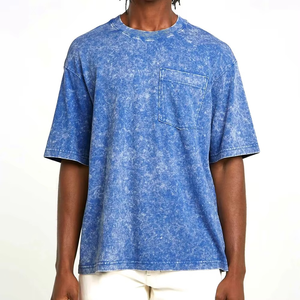 เสื้อยืดโอเวอร์ไซส์ทรงวินเทจ แขนสั้น คอกลม ผ้าฝ้าย ล้างสีแบบแอซิดวอช สไตล์สตรีทแวร์ มีกระเป๋าเสื้อ รุ่นใหม่ปี 2026 สำหรับผู้ชาย - Product Image 1