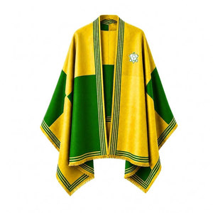 Chi Eta Phi Sorority Cárdigan tipo capa verde y amarillo para mujer, cárdigan informal a rayas con frente abierto, bufanda cuadrada para uso diario - Product Image 1