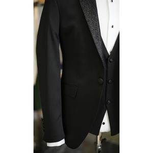 Abito da uomo smoking da sposo taglio italiano pantaloni gilet da giacca Slim Fit-nero - Product Image 4