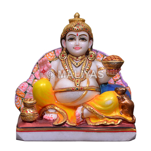 Statue du Seigneur Kubera en marbre blanc |   Murti en marbre Kubera de qualité supérieure pour la richesse et la prospérité – MALIYAS - Product Image 1
