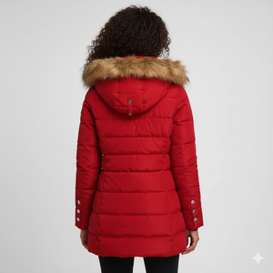 Chaqueta Acolchada Reversible con Capucha y Cierre de Cremallera para Mujer, Rellena de Plumas Gruesas para Invierno - Product Image 4