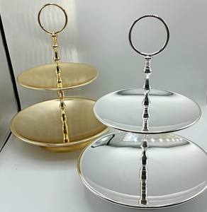 Support à double étage en laiton gravé traditionnel pour la décoration intérieure du Moyen-Orient et d'Europe, décoration de table, utilisation en cuisine - Product Image 5