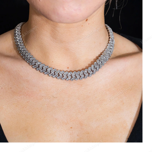 10MM 17" Sterling <b>Silver</b> Cuban Chain <b>Solid</b> Yellow Gold Plated Cuban Link Chain Hip Hop Style Unisex Customizable Daily <b>Necklace</b> - Product Image 2