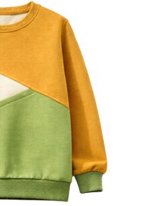 เสื้อสเวตเชิ้ตผู้หญิงสีเหลืองและเขียวแบบคัลเลอร์บล็อก คอวี ทรงหลวม สไตล์ลำลอง สำหรับฤดูหนาว ผลิตตามสั่ง แฟชั่นเสื้อผ้าโอเวอร์ไซส์ - Product Image 4