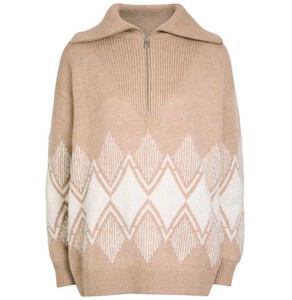 Pull zippé pour femme effet tricot torsadé - Pull d'hiver classique - Tricot doux et respirant pour femme, mode automne - Product Image 1