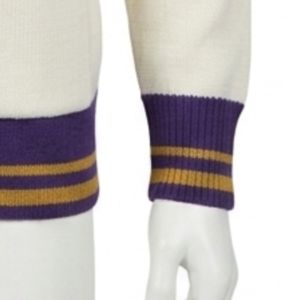 Custom Omega Fraternity Acrylic Knitted <b>Cardigan</b> Chenille letter High Quality <b>Purple</b> with Cream <b>Cardigan</b> Greek Apparel - Product Image 6