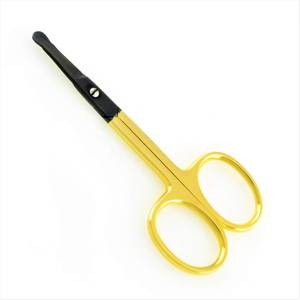 Ciseaux à cuticules dorés à lame droite avec manche noir, lame en acier inoxydable, trou rond, pour nail art adulte - Product Image 3
