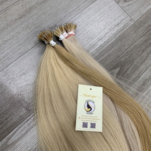 100% Cheveux Humains Raides Pre Bond Cheveux Vierges Double Dessiné Platine Blonde Nano pointes Extensions de Cheveux Humains - Product Image 6