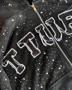 Custom Oversized <b>Zip</b> Up Hoodie Vintage Washed Graphic Streetwear Hoodie Cotton Fleece Full <b>Zip</b> <b>Hooded</b> Sweatshirt for Men Women - Product Image 3