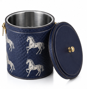 Luxury Horse Pattern Champagne <b>Ice</b> <b>Bucket</b> Wine Cooler Faux Leather Decorative Bar <b>Table</b> Bottle Holder Gift - Product Image 5
