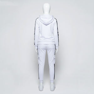 Custom Women <b>White</b> Zip Up Hoodie Jogger Tracksuit Cotton Fleece Two <b>Piece</b> Casual Streetwear Sportswear Apparel OEM <b>Set</b> - Product Image 3