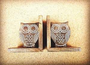 Sujetalibros de Madera Hechos a Mano con Forma de Búho, Decorativos y Tallados, para Estantes y Mesas de Estudio - Product Image 2