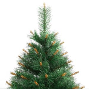 Árbol de Navidad Artificial de PVC Verde y Amarillo con Bisagras y Decoración Festiva Metálica - Product Image 4