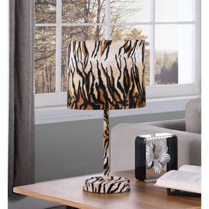 Lampe de table en métal imprimé tigre en faux daim de 19,25 po - Product Image 2