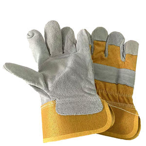 Gants de soudage TIG en cuir jaune, double paume, doigts fendus, résistants à la chaleur pour le soudage - Product Image 3