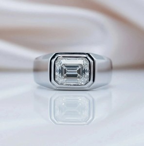 <b>Emerald</b> Cut Moissanite <b>Ring</b> 925 Sterling <b>Silver</b> Gold Plated Engagement Wedding Party Luxury Minimalist Elegant Promise <b>Ring</b> Gift - Product Image 1