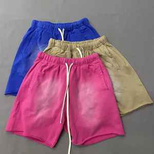 Shorts de survêtement déchirés en coton épais délavé à l'acide avec cordon de serrage pour homme, style streetwear décontracté et personnalisé - Product Image 4