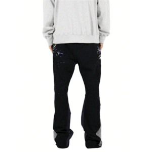 Branded Men's Black Sweatpants With <b>White</b> Graphic Print Elastic Waist Casual <b>Joggers</b> Autumn Style - Product Image 2