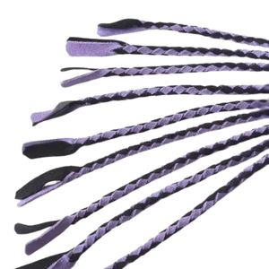 Fouet en nylon violet et noir avec poignée tressée et extrémité bouclée - Product Image 6
