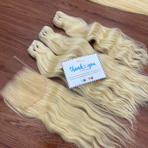 ¡MÁS VENDIDO! Extensiones de cabello humano vietnamita 100% natural, color rubio, precio al por mayor, cabello virgen, extensiones de cabello en trama con ondas naturales. - Product Image 6