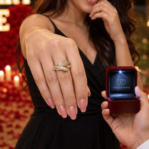 Élégante bague papillon en or 14 carats |   Bague en diamant scintillante de qualité supérieure pour femmes |   Cadeau de bijoux fins de luxe pour elle, pour une fête de mariage - Product Image 4