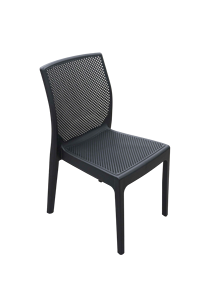 Chaise de conférence perforée en obsidienne carbone |   Chaise de bureau moderne sans accoudoirs, empilable, durable, en polypropylène, résistante aux intempéries, pour bureau et maison - Product Image 2