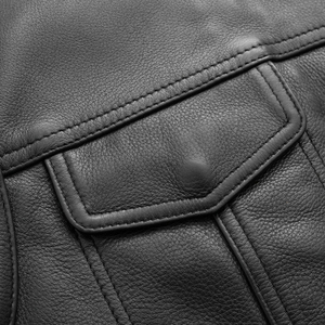 Gilet de motard sans manches en cuir véritable noir pour homme, toutes saisons, vêtements de moto - Product Image 6