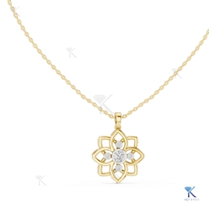 จี้เพชรเลี้ยงในห้องปฏิบัติการ ลายดอกไม้ฉลุลาย สร้อยคอทองคำแท้ 14K 18K สำหรับผู้หญิง ดีไซน์ดอกบัว ผู้ผลิตเครื่องประดับขายส่ง - Product Image 3