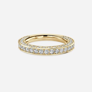 Anillo de Boda Ancho de Dos Hileras con Diamantes Redondos Brillantes de 3.75CT, Oro Amarillo de 14KT, Anillo de Aniversario para Mujer, Venta al Por Mayor - Product Image 5