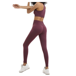 Conjunto de Yoga para Mujer de Alta Calidad, Sin Costuras, Sólido, Ecológico, Transpirable, de Spandex/Nylon, 2 Piezas, Superventas - Product Image 6
