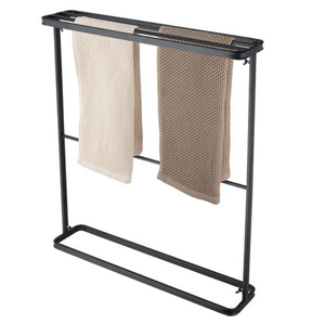 Modern Style Freestanding Black Metal Towel Stand <b>Rack</b> <b>Storage</b> Shelf Powder Coated Iron Bathroom Organizer In Economically Price - Product Image 4