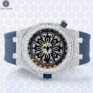 Charm Jewells Men's Stainless Steel Tonneau <b>Watch</b> With Diamond Bezel Rubber Band Luxury Fashion Analog <b>Mechanical</b> Movement - Product Image 1