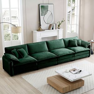 Modern 4-Seater Corduroy Fabric <b>Sofa</b> Comfortable Easy Assembly for <b>Office</b> or Apartment Living Room Modern Upholstered - Product Image 2