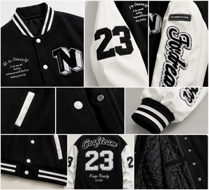 <b>Men's</b> Varsity <b>Jacket</b> Embroidered <b>Letter</b> N Design Turn-down Collar Casual Style Polyester Cotton Autumn Wear - Product Image 5