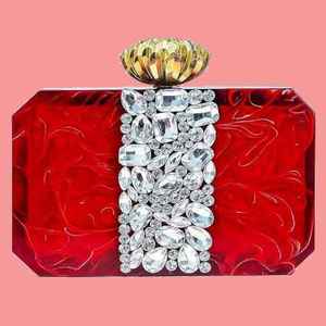 Skill Artisan Dark Resin Bohemian Marble Effect Daily Use Square Shoulder Chain Rhinestone Fancy Magnetic Closure Clutch - Product Image 5