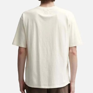 Camiseta Casual de Algodón para Hombre, Color Crema, Manga Corta, Cuello Redondo, Corte Regular, Diseño Sólido, Tejido de Punto Teñido - Product Image 4