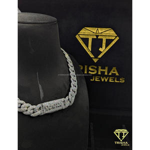 Luxury <b>Iced</b> <b>Out</b> Cuban Link <b>Chain</b> Necklace VVS Moissanite Diamond Pave Setting 925 Sterling Silver Hip Hop Jewelry For Men - Product Image 5