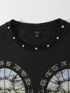 เสื้อยืดผู้ชายผ้าฝ้ายเฟรนช์เทอร์รี่คุณภาพสูง 100% หนัก 300gsm พิมพ์ลายดิจิตอลตามสั่ง ทรงโอเวอร์ไซส์ ไหล่ตก ประดับด้วยคริสตัล DTG - Product Image 5