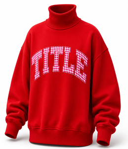 Sweat-shirt personnalisé pour femme à col montant, pull oversize d'hiver avec bordure à carreaux, lettres, respirant, épaules tombantes, OEM - Product Image 6
